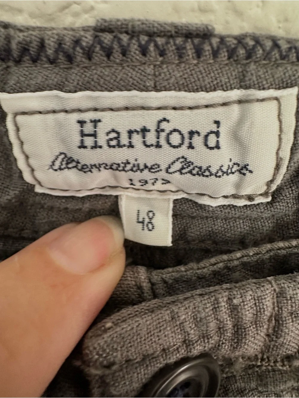 Hartford Slim Men's Light Gray Linen Drawstring Chinos French